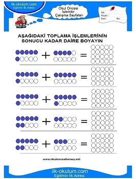 Çocuklar İçin toplam işlemi yaprak testleri 
